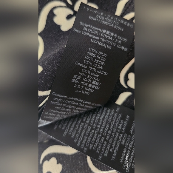 Tory Burch Black &white Silk Tie Neck Shirt - Picture 10 of 10